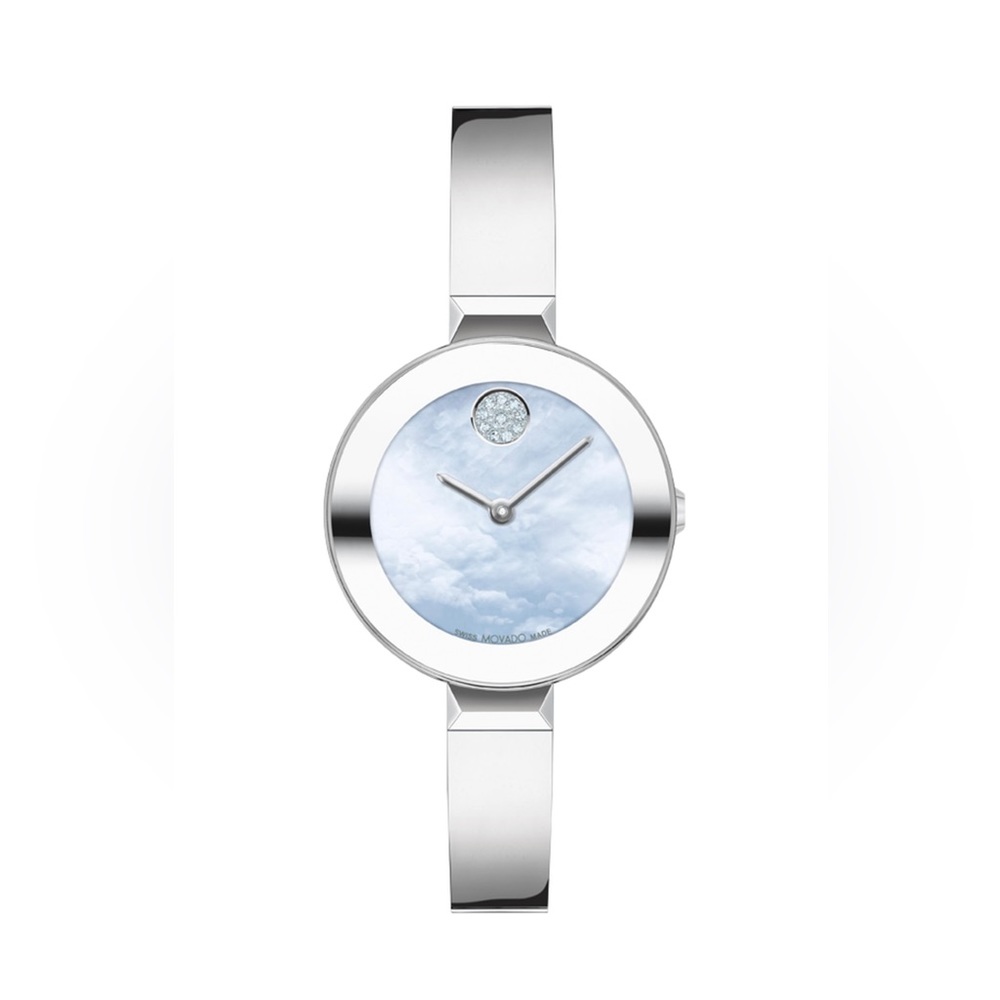 Movado Bold Ladies Bangle Watch - Silver NWT